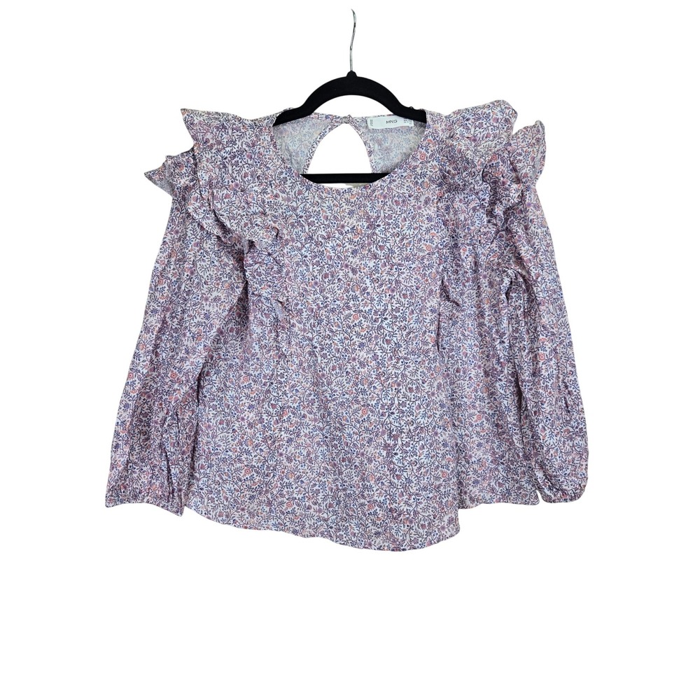 MNG Ruffle Floral Print Long Sleeve‎ Blouse Small Cottagecore Feminine Prairie
